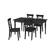 ROSENTORP/ROSENTORP - Meja dan 4 kursi, hitam/hitam, 155/215x87 cm