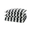 SLÅNHÖSTMAL - Sarung duvet dan 2 sarung bantal, hitam/putih/garis-garis, 200x200/50x80 cm
