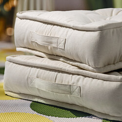 GURLI - Floor cushion, unbleached, 45x45x10 cm