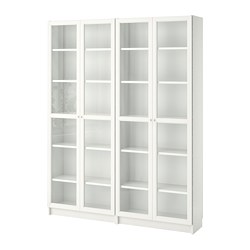 BILLY/OXBERG - Bookcase, white/glass, 160x30x202 cm