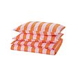 SLÅNHÖSTMAL - Duvet cover and 2 pillowcases, orange/pink/striped, 200x200/50x80 cm