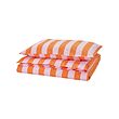 SLÅNHÖSTMAL - Duvet cover and pillowcase, orange/pink/striped, 150x200/50x80 cm
