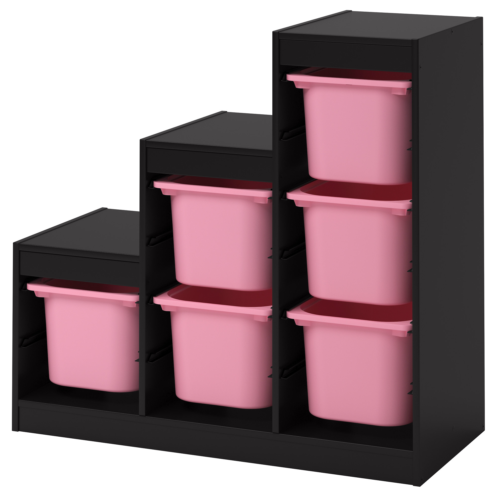 TROFAST storage combination with boxes, black/pink IKEA Indonesia