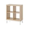 KALLAX - Shelving unit with underframe, white stained oak effect/white, 77x94 cm