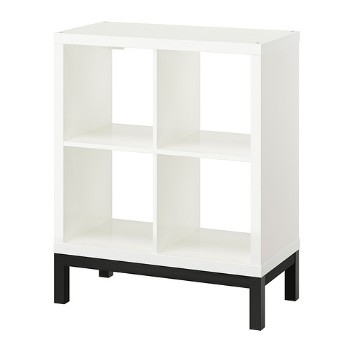 KALLAX Shelving Unit With Underframe, High-gloss/white/black, 77x94 Cm ...