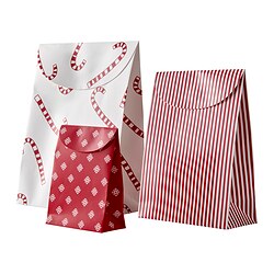 VINTERFINT - Tas kado, set isi 3, pola campuran merah