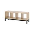KALLAX - Shelving unit with underframe, white stained oak effect/black, 147x59 cm