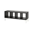 KALLAX - Shelving unit with underframe, black-brown/white, 147x59 cm