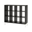 KALLAX - Shelving unit with underframe, black-brown/white, 147x129 cm