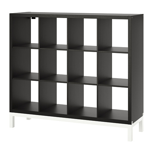 KALLAX shelving unit with underframe, black-brown/white, 147x129 cm ...