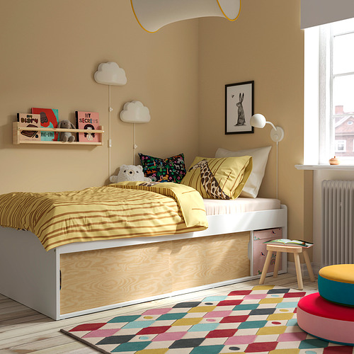 KLIPPUGGLA bed frame with storage