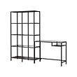 VITTSJÖ - Shelving unit with laptop table, black-brown/glass, 200x36x175 cm
