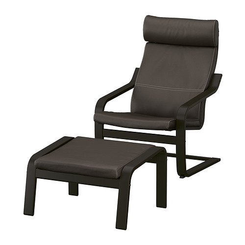 POÄNG armchair and footstool, black-brown/Glose dark brown IKEA