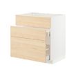 METOD/MAXIMERA - Base cab f sink+3 fronts/2 drawers, white/Askersund light ash effect, 80x60x80 cm