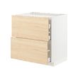 METOD/MAXIMERA - Kbnt dsr u kompor/2 bgn dpn/3 laci, putih/Askersund efek kayu ash terang, 80x60x80 cm