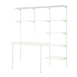 BOAXEL/LAGKAPTEN - Shelving unit with table top, white, 187x62x201 cm