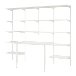 BOAXEL/LAGKAPTEN - Shelving unit with table top, white, 250x62x201 cm