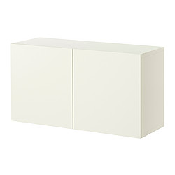 BESTÅ - Unit rak dengan pintu, putih/Lappviken putih, 120x42x64 cm