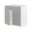 METOD - Base cabinet f sink w 2 doors/front, white/Bodbyn grey, 80x60x80 cm