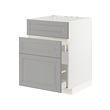 METOD/MAXIMERA - Base cab f sink+3 fronts/2 drawers, white/Bodbyn grey, 60x60x80 cm