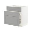 METOD/MAXIMERA - Base cab f sink+3 fronts/2 drawers, white/Bodbyn grey, 80x60x80 cm