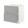 METOD/MAXIMERA - Base cab f hob/2 fronts/2 drawers, white/Bodbyn grey, 80x60x80 cm