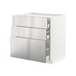METOD/MAXIMERA - Base cab f hob/3 fronts/3 drawers, white/Vårsta stainless steel, 80x60x80 cm