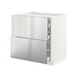 METOD/MAXIMERA - Base cab f hob/2 fronts/3 drawers, white/Vårsta stainless steel, 80x60x80 cm