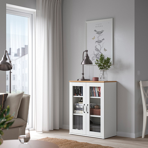SKRUVBY kabinet dengan pintu kaca