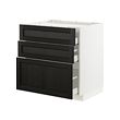 METOD/MAXIMERA - Kbnt dsr u kmpr/3 bgn dpn/3 laci, putih/Lerhyttan diwarnai hitam, 80x60x80 cm