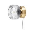 SOLKLINT - Wall lamp, brass/grey clear glass