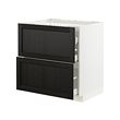 METOD/MAXIMERA - Base cab f hob/2 fronts/3 drawers, white/Lerhyttan black stained, 80x60x80 cm