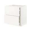 METOD/MAXIMERA - Base cab f hob/2 fronts/3 drawers, white/Veddinge white, 80x60x80 cm