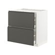 METOD/MAXIMERA - Kbnt dsr u kompor/2 pintu dpn/2lc, putih/Voxtorp abu-abu tua, 80x60x80 cm