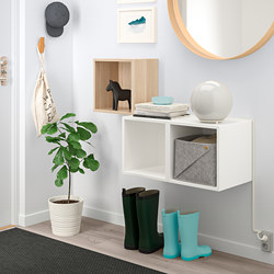 EKET - Kombinasi kabinet dpasang di dnding, efek kayu oak diwarnai putih/putih, 105x35x70 cm