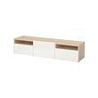 BESTÅ - TV bench, white stained oak effect/Selsviken high-gloss/white, 180x42x39 cm