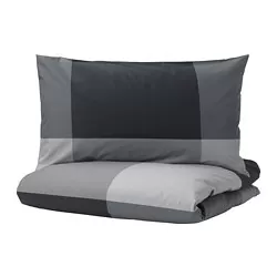 BRUNKRISSLA - Sarung duvet dan sarung bantal, hitam, 150x200/50x80 cm