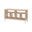 KALLAX - Meja tv dengan rangka bawah, efek kayu oak diwarnai putih, 147x39x78 cm