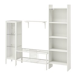 BAGGEBO - TV storage combination, metal/white, 174x35x160 cm