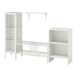 BAGGEBO - TV storage combination, metal/white, 174x35x116 cm