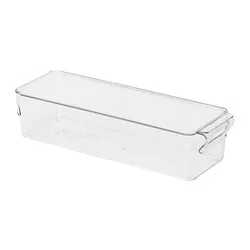 KLIPPKAKTUS - Kotak penyimpanan untuk kulkas, transparan, 32x10x8 cm