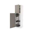 METOD - High cabinet with cleaning interior, white/Upplöv matt dark beige, 60x60x220 cm