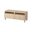 BESTÅ - TV bench with drawers, white stained oak effect/Lappviken/Stubbarp white stained oak effect, 120x42x48 cm