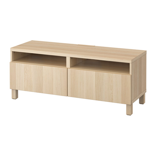 BESTÅ TV bench with drawers, Lappviken white stained oak effect