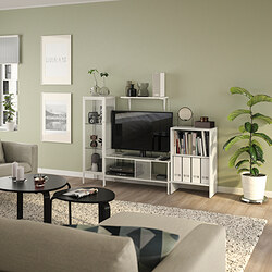 BAGGEBO - TV storage combination, metal/white, 174x35x116 cm