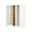 PAX/FORSAND - Wardrobe combination, white white/oak effect, 185x60x236 cm