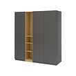 PAX/FORSAND - Wardrobe combination, dark grey dark grey/oak effect, 185x60x236 cm