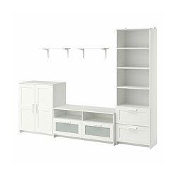 BRIMNES/BURHULT - TV storage combination, white, 258x41x190 cm