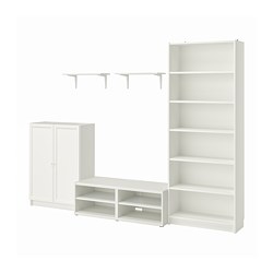 BILLY/BESTÅ - TV storage combination, white, 280x40x202 cm