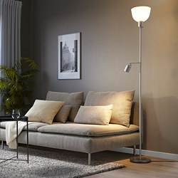 HEKTOGRAM - Floor uplighter/reading lamp, silver-colour/white